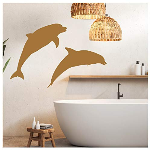 Wandtattoo Delfin Badezimmer Wandaufkleber Delphine Fisch / 12 azurblau / 20 cm hoch x 29 cm breit