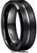 King Will Classic 8mm Black Tungsten Carbide Wedding Band Ring Polished Finish Grooved Center Comfort Fit Q 1/2(8.5)