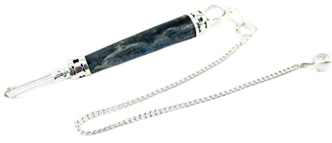 Jet International Varita de cianita azul Péndulo Folleto gratuito Terapia con cristales Curación genuina Reiki Chakra