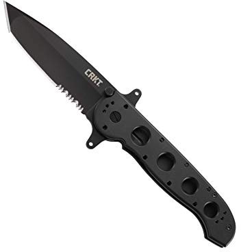 CRKT M16-14SF EDC Klappbares Taschenmesser: Special Forces Everyday Carry, schwarze gezackte Klinge, Tanto, automatische Liner-Sicherheit, Dual Hilt, Aluminiumgriff, 4-Positionen-Taschen-Clip