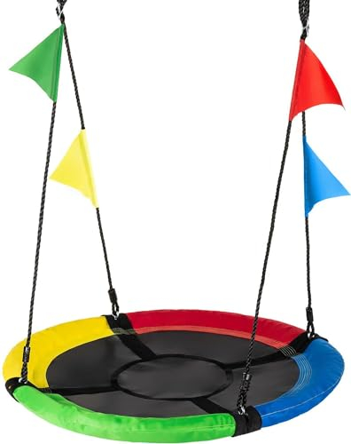 Outtec Nestschaukel - bis 150 kg - Schaukel, Netzschaukel, Hängeschaukel, Tellerschaukel - Garten, Terrasse, Balkon, Veranda