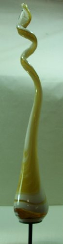 Gartenfackel aus Glas - handgemacht und mundgeblasen - in weiß - Amber