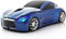 UrChoiceLtd 2,4 GHz Optische Maus mit ergonomischem Sportwagen-Design, für Laptop und PC, 10 Meter Reichweite, 3D, 1600 Punkte pro Zoll, leuchtende Farben Blau