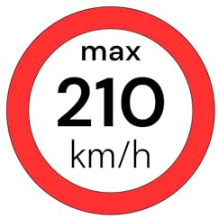 Geschwindigkeitsaufkleber 210 km/h 75 Einzelaufkleber für M+S Winterreifen | Rückstandslos entfernbar, lichtbeständig, hitzefest, reißfest, Innenraum, Spezialkleber, Werkstattbedarf