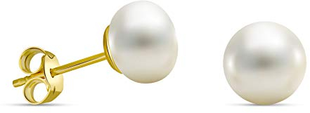 MIORE Schmuck, Perlen Ohrringe Damen, Ohrstecker Damen, Ohrringe Gold 375 9 K Gelbgold, Damenohrringe mit Perlen, perlenohrringe, Ohrschmuck Handgemacht in Italien