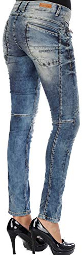Cipo & Baxx Damen Jeans WD175 Blau - Slim Fit Straight Jeans Hose - Mit Ziernaht-Design, Atemberaubender Look, Angenehmes Gefühl - WD175 Blau W25-L32