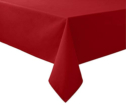 REDBEST Tischdecke, Tischwäsche Uni Seattle, 100% Baumwolle rot Größe 130x170 cm - Robustes, glattes Gewebe, mit hochwertigem Kuvertsaum