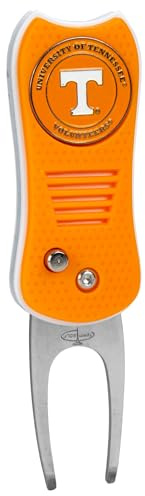 Team Golf NCAA Switchblade Pitchgabel mit doppelseitigem, magnetischem Ballmarker, mit patentiertem Einzelzinken-Design, verursacht weniger Schäden am Grün, Switchblade-Mechanismus