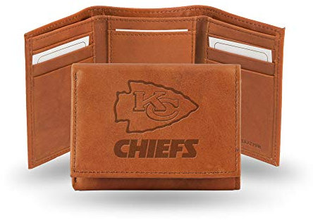 Rico Industries NFL geprägtes Leder, dreifach gefaltet, Kansas City Chiefs Team-Farbe, 8,3 x 10,8 cm