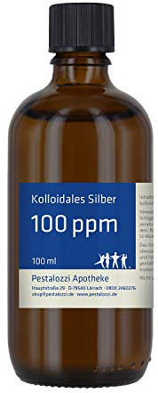 Kolloidales Silber 100ppm, 100% natürliches, kolloidales Silberwasser, ohne chemische Zusatzstoffe aus Apotheken-Herstellung, Inhalt: 100 ml