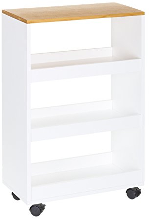 UNIMASA Carro verdulero Moderno Blanco de Madera para Cocina Basic, 48 x 24 x 77,20 cm