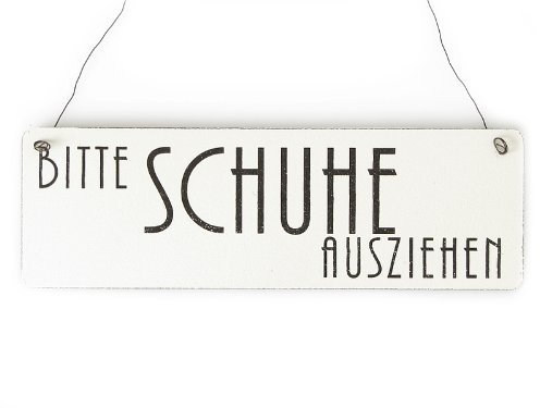 Interluxe shabby Vintage Schild Türschild Bitte Schuhe ausziehen 5 Retro Garderobenschild Eingang