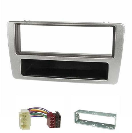 tomzz Audio 2417-005 Radioblende Set kompatibel mit Honda Civic Bj.2001-2006 manuelle Klimaanlage Silber mit Radioadapter ISO Einbauschacht