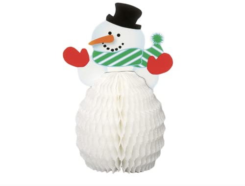 Unique Party 90340 - Mini Honeycomb Snowman Christmas Decorations, Pack of 4