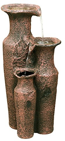 Primrose 84cm Antique Stone Effect 3 Tier Patio Garden Cascading Jars Free Standing Water Feature