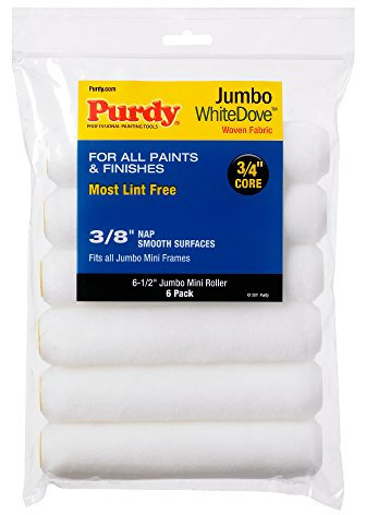 Purdy 140626612 Jumbo Mini White Dove Roller Replacement, 6-Pack, 6-1/2 inch x 3/8 inch nap