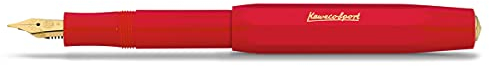 Kaweco CLASSIC SPORT Füllhalter Red mit vergoldeter Edelstahlfeder und Iridiumspitze für Tintenpatronen I Füllfederhalter 13 cm I Füller in Rot I Federbreite: EF (Extra Fein)