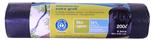 inapa Secolan Sac poubelle de jardin 200 l – ✓ Extra large ✓ Extra résistant ✓ 100% recyclable – 1 rouleau/8 pièces