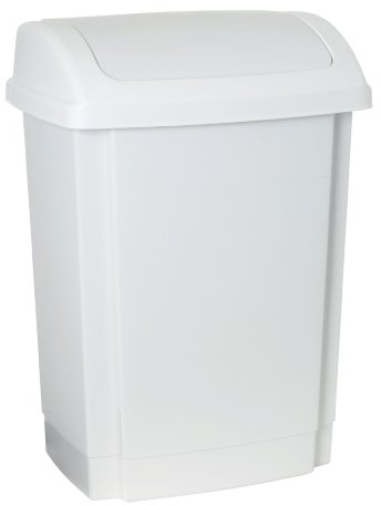 Plast Team 13410800 Abfalleimer mit Schwingdeckel, 25 L, weiß