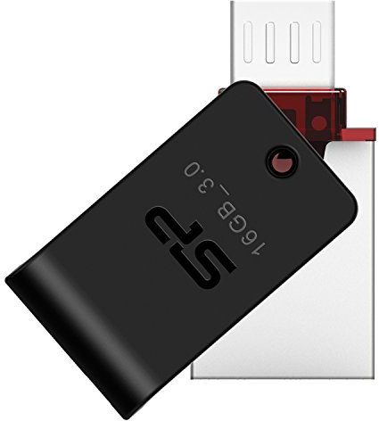 Silicon Power 16GB Mobile X31 USB 3.0 MicroUSB OTG Dual Flash Drive für Android Smartphone und Tablet, Silber/Schwarz