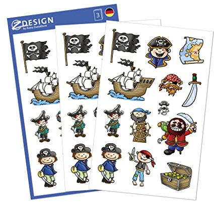 AVERY Zweckform 53197 Kinder Papier-Sticker Piraten 39 Aufkleber (für Jungen, Mitgebsel, Gastgeschenk, Piraten Kindergeburtstag, Schatzsuche, Belohnung, zum Spielen, Sammeln, Basteln, Verschenken)