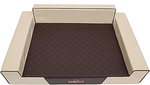Hobbydog XLGLABEZ4 Hundebett/Sofa/Korb Glamour Kunstleder, Kodura, beige, XL, 100 x 68 x 28 cm