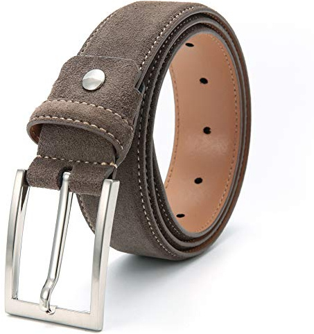 Ground Mind Herren Wildleder Leder Gürtel für Jeans Hosengürtel-34mm Breit, Style Schwarz/Braun/Blau/Grau