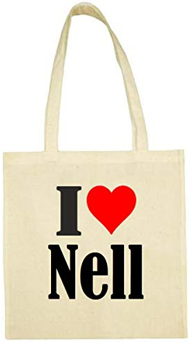 Reifen-Markt Tasche I Love Nell Größe 38x42 Farbe Natur Druck Schwarz