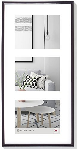 walther design Bilderrahmen schwarz 3x 13x18 cm Galerie mit Passepartout, Galeria Kunststoffrahmen KB338S