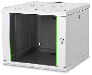 DIGITUS Netzwerk-Schrank 19 zoll 9 HE - Wandmontage - 600 mm Tiefe - Traglast 100 kg - Unique Serie - Glastür - Grau
