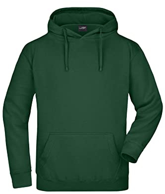 James & Nicholson Kapuzensweatshirt - Hochwertiger Freizeit-Sweat mit Kapuze und Kängurutasche | Farbe: dark-green | Grösse: L