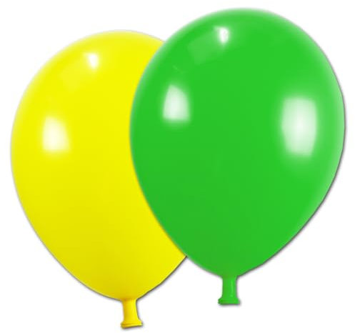 Premium Luftballons gelb und grün – Naturlatex, ca. 33 cm, zweifarbig, heliumgeeignet, lange Haltbarkeit – 10 Stück große Partyballons für Geburtstag, Hochzeit, Deko & Events