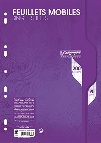 Clairefontaine 2696C - Packung mit 100 Ringbucheinlagen din A4, 90 g, französische Lineatur, weiß