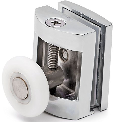 ShowerPart Single Height Adjustable Top Shower Door Rollers/Wheels/Runners L070, Diameter 25mm, Wheel Thickness 5.8mm, Chromed Plastic, Shower Door Replacement Parts, 2X