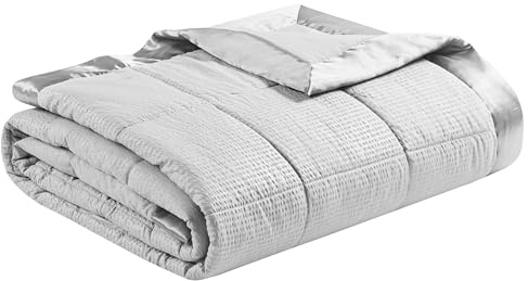 Madison Park Cambria Down Alternative Blanket for Summer, Full/Queen, Grey