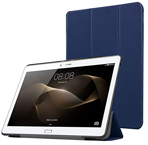 PCATEC Coque Huawei MediaPad M2 10, Coque Huawei M2 10.1 ultra fine en cuir PU avec support pour tablette Huawei MediaPad M2 10 (bleu foncé)