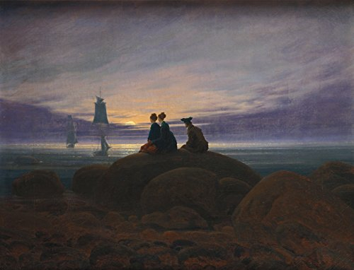 time4art Caspar David Friedrich Mondaufgang am Meer Print Canvas Bild auf Keilrahmen Leinwand Verschiedene Größen (120x80cm)