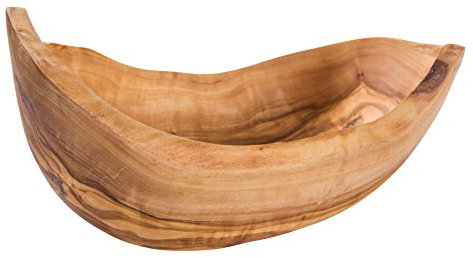 Verano Spanish Ceramics Olive Wood Handmade Rustic Oval Bowls - Sustainably Sourced - Home Dining Room Table Kitchen Restaurant Café Bar Snack Food Sharing Serving Food Dishes - 23cm