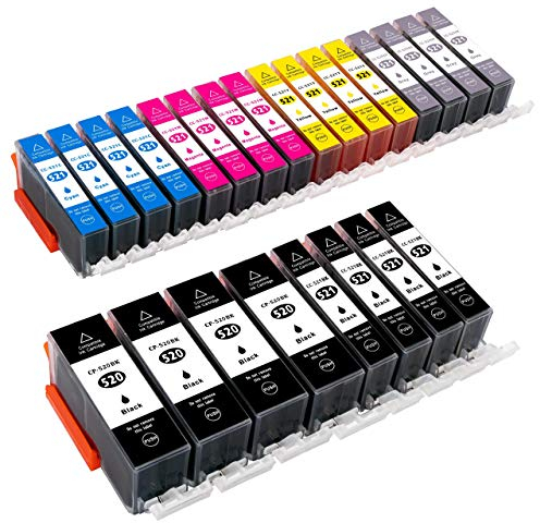 ESMONLINE 24 komp. XL Druckerpatronen (6 Farben) als Ersatz zu Canon PGI-520/CLI-521 für Canon Pixma iP 3600 4600 4700 MP 540 550 560 620 630 640 MX 860 870 / MP980 MP990 MP 980 990 (mit grau)