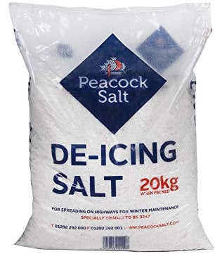 Peacock Salt 20KG Bag White De-Icing Rock Salt for Weeds Clearing Roads Paths and Driveways of Ice and Snow