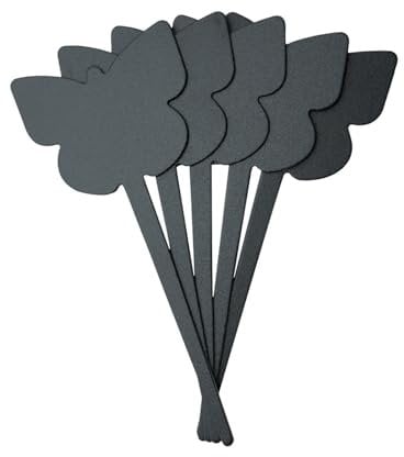 SECURIT - Silhouette TAG Gartenstecker 5er-Set + 1 Kreidemarker - Schmetterling - Doppelseitig - Für Cafés, Bars, Restaurants, Geschäfte - 18x8x0,1cm - Schwarz