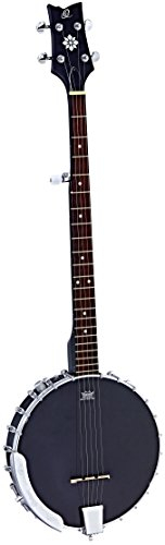 Ortega 5-Saiter Serie Banjo Raven (Tonabnehmer, Volume Regler-Open Back, Luxus Gigbag) schwarz, OBJE250OP-SBK