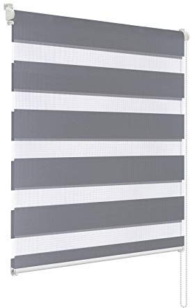 Rapid Teck® Duo Rollo Doppelrollo Grau 50cm x 150cm ohne Bohren Klemm Seitenzugrollo Kettenzugrollo Vario Jalousie