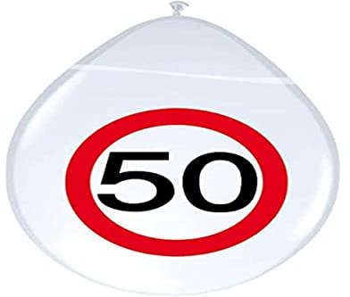 Folat 05383 Luftballons Verkehrsschild 50, 8 Stueck