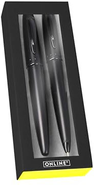 Online Schreibset Kugelschreiber und Füller I auswechselbare Mine I für Standard- und Kombipatronen I Schreibfarbe blau I persönliches Geschenk