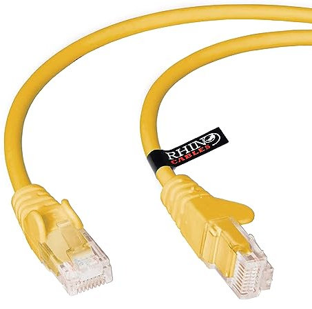 rhinocables CAT 5e High-Speed Ethernet Cable - Reliable LAN Network RJ45 Cable for Fast Internet & Data Transfer | Durable WiFi Broadband Cable for Gaming & Streaming, (15m, Yellow, Pack of 1)