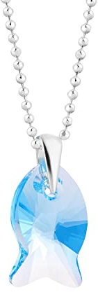Collar De Plata Ajustable Con Colgante De Pez Cristal Azul Para Niñas