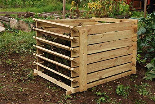 Lacewing 449 Litres Easy-Load Slatted Wooden Compost Bin - Small Outdoor Garden Compost Bin