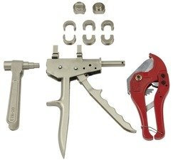 COFFRET DE PLOMBIER PINCE A SERTIR AVEC RACCORDS A GLISSEMENT POUR TUBE PER PLOMBERIE