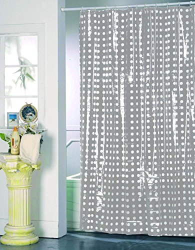 MSV Anti-Schimmel Duschvorhang - Anti-Bakteriell, waschbar, wasserdicht, PVC mit 12 Duschvorhangringen 180x200cm Grau